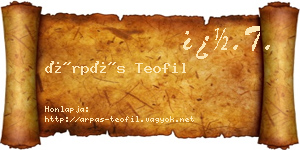 Árpás Teofil névjegykártya